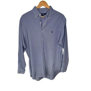 Vintage Ralph Lauren 90s Classic Fit Gingham Button Down Navy Hong Kong 16 32/33